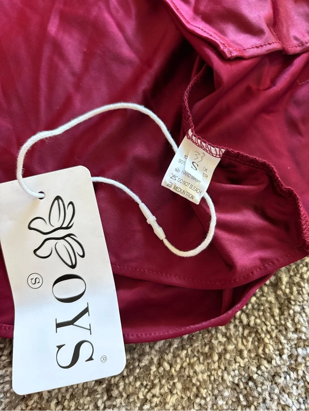 One-Shoulder Burgundy Satin Evening Dress